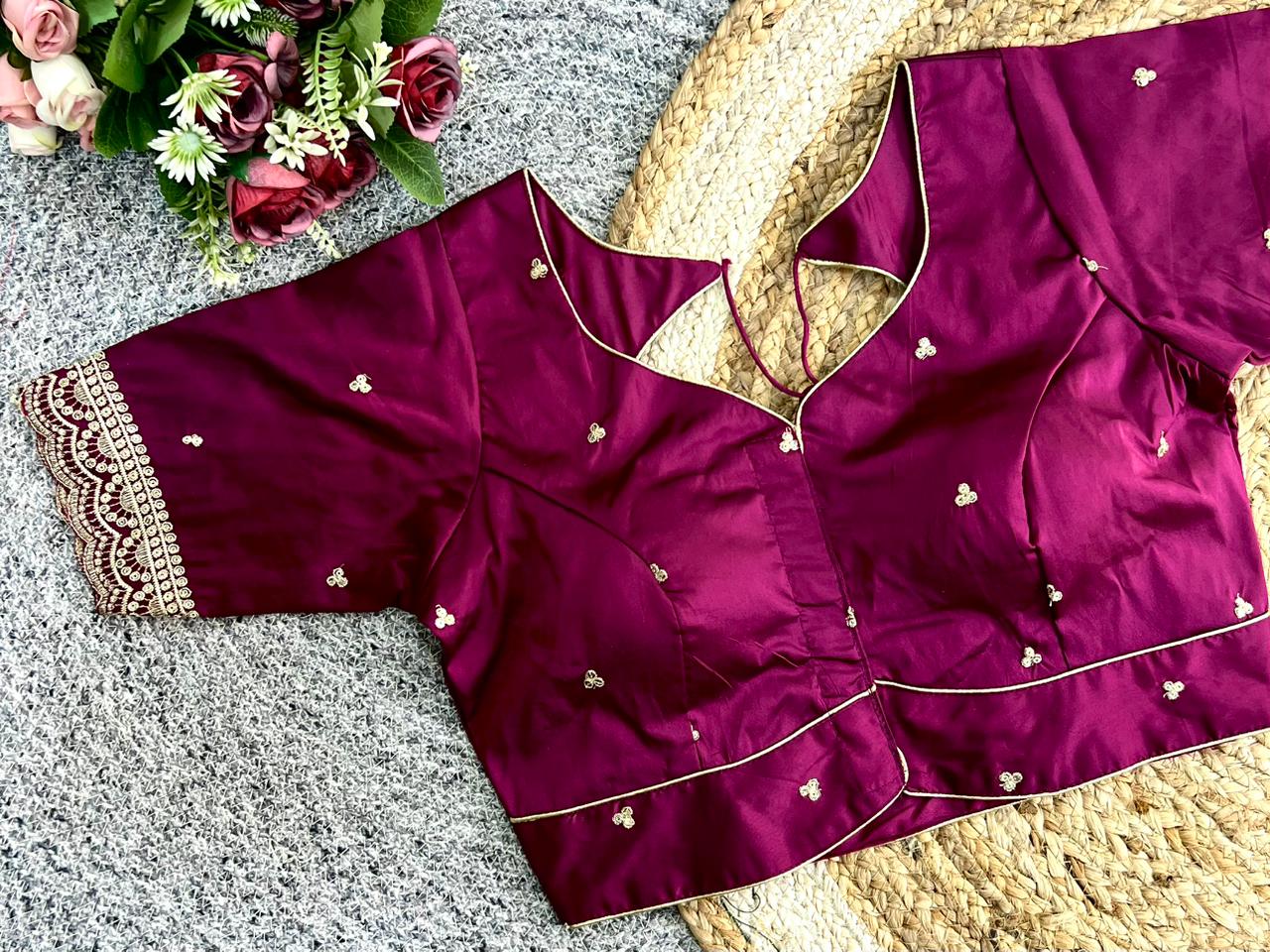 Designer Embroidered Silk Blouse